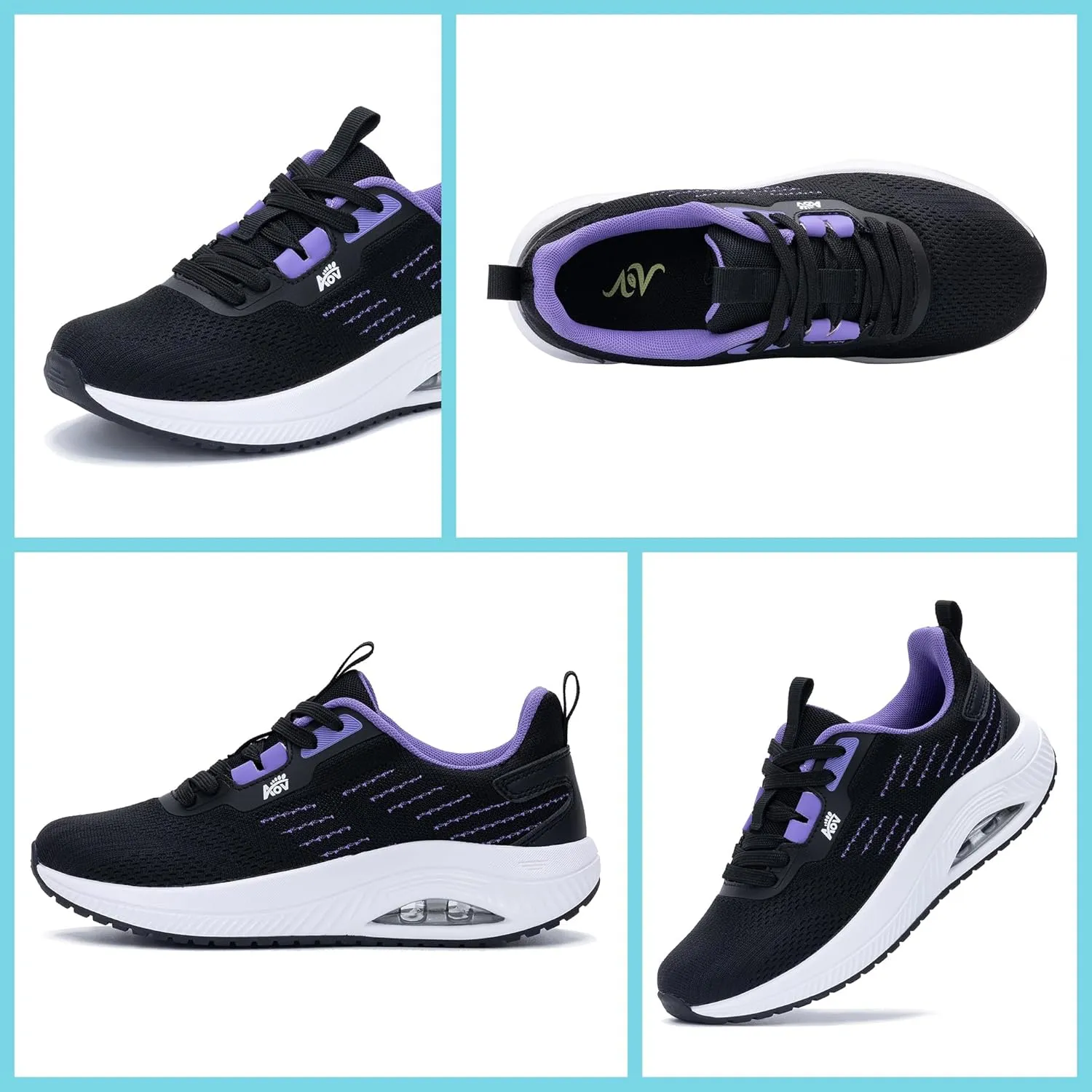 Women's Walking Shoes with Arch Support Orthotic Sneakers for Plantar Fasciitis Heel and Foot Pain Relief Tennis PurpleBlack Size 7