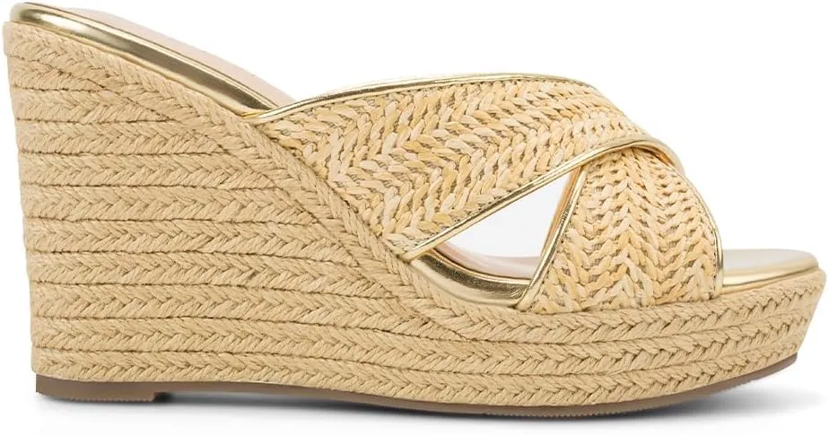 Women's Wedge Slides -Sandals - espadrilles raffia sandals -summer Open Toe platform Slip On high heel casual sandals beach comfortable slippers
