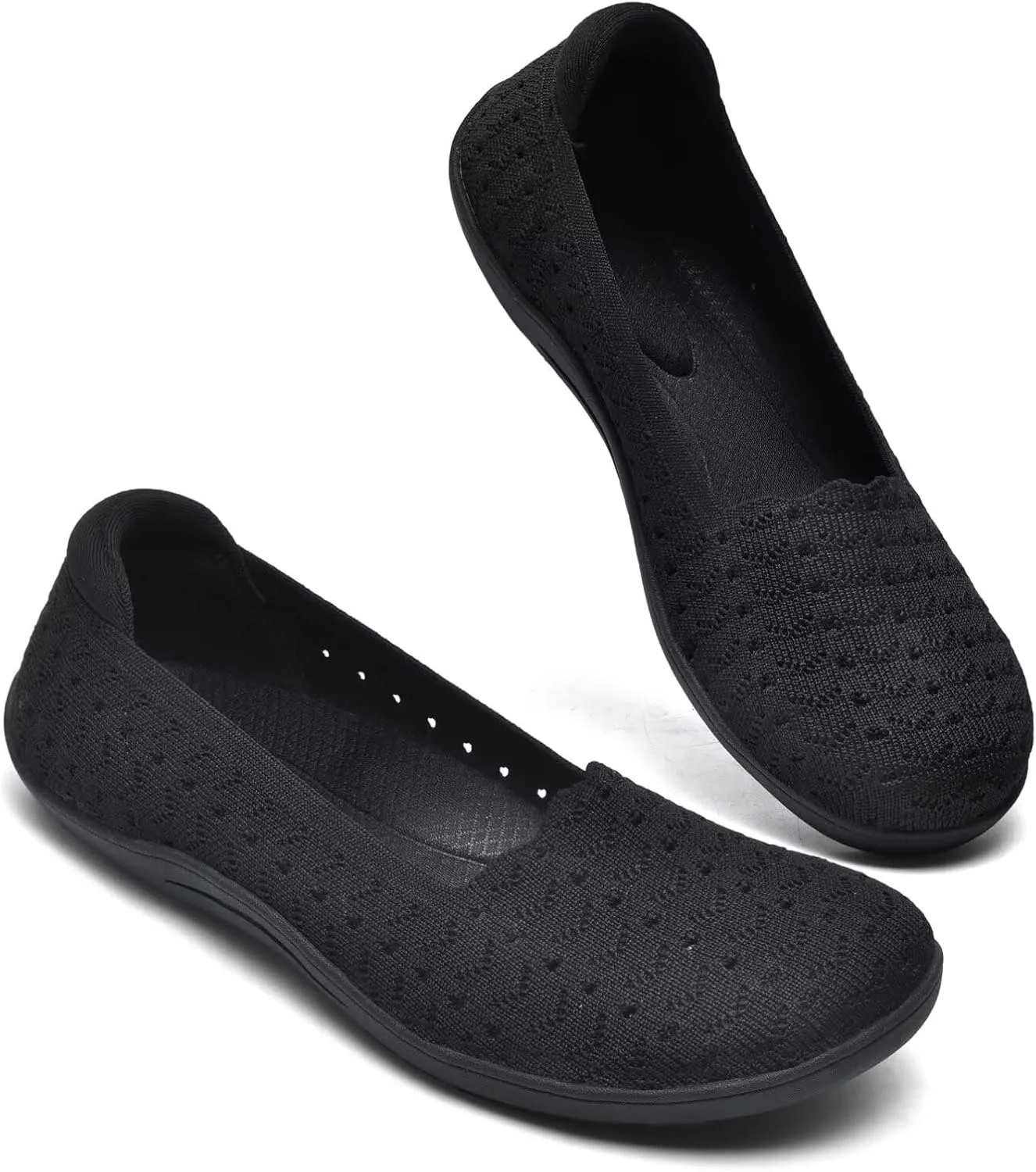 Women's Wide Toe Box Flats Shoes Knit Ballet Flat Slip-on Dress Walking Comfort Shoes