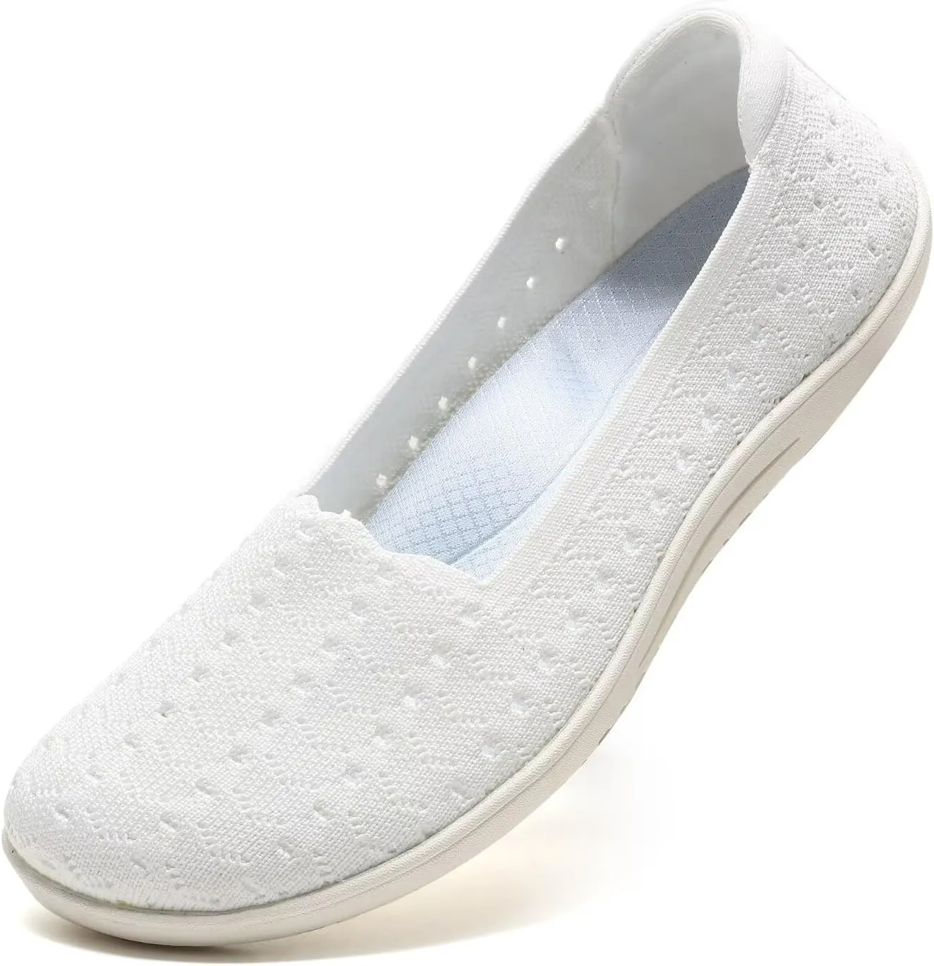 Women's Wide Toe Box Flats Shoes Knit Ballet Flat Slip-on Dress Walking Comfort Shoes