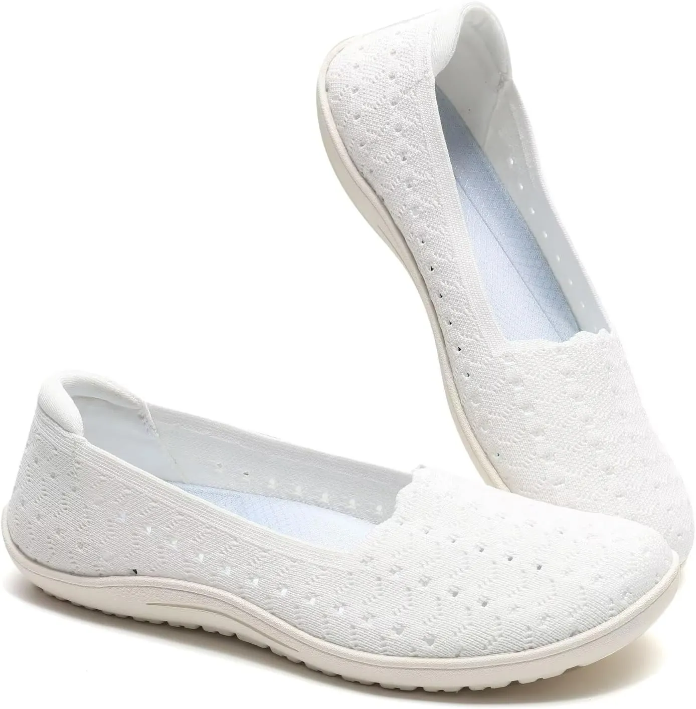 Women's Wide Toe Box Flats Shoes Knit Ballet Flat Slip-on Dress Walking Comfort Shoes