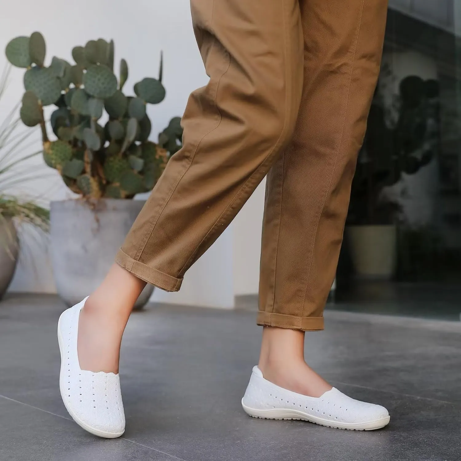 Women's Wide Toe Box Flats Shoes Knit Ballet Flat Slip-on Dress Walking Comfort Shoes