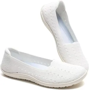 Women's Wide Toe Box Flats Shoes Knit Ballet Flat Slip-on Dress Walking Comfort Shoes