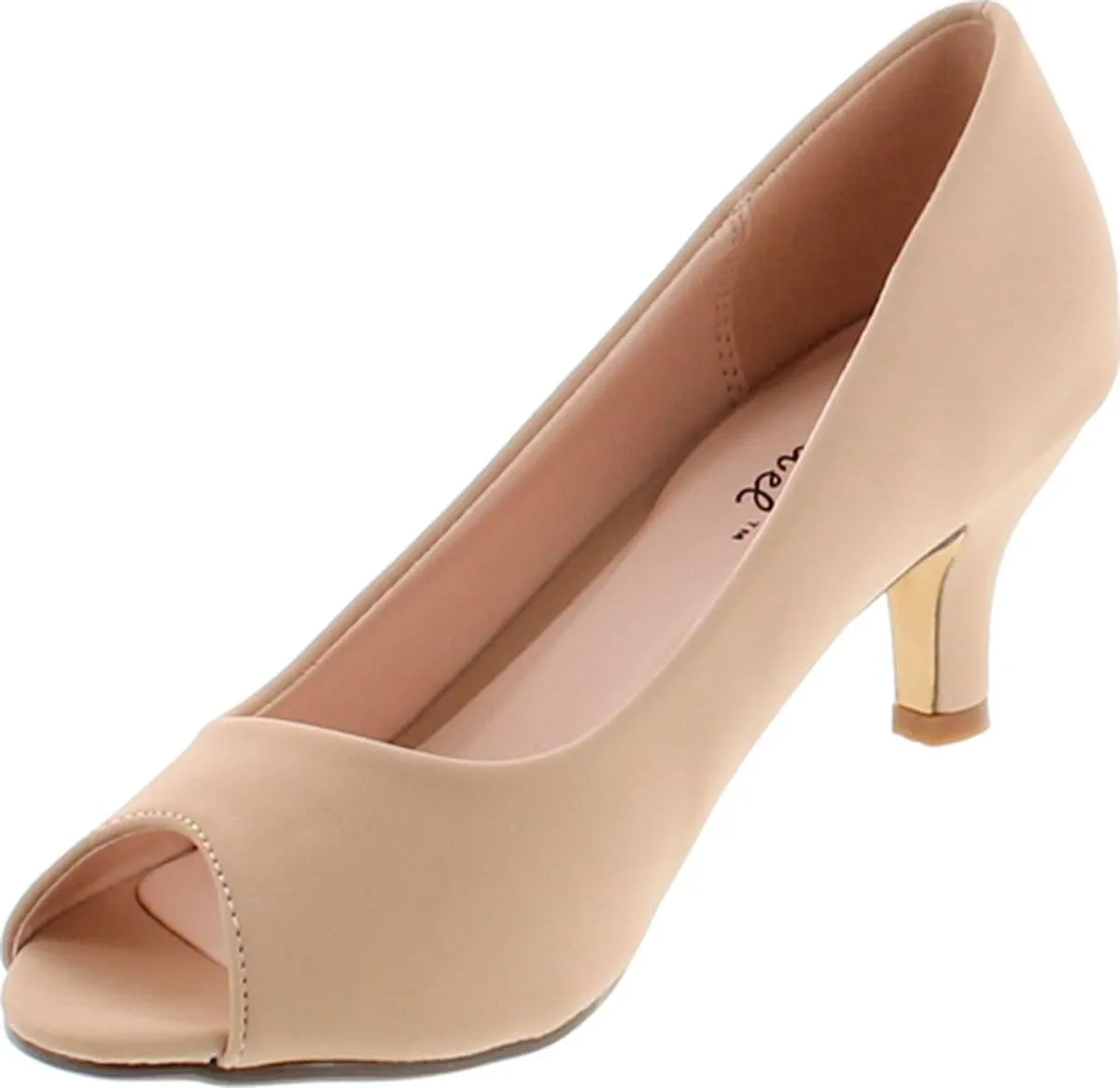 Wonda-2 Womens Peep Toe Low Heel Glitter Slip On Dress Pumps