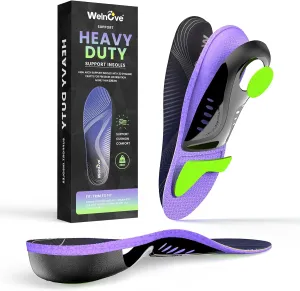 Work Boot Insoles for Standing All Day - Welnove 220 LBS Heavy Duty High Arch Support Orthotic Inserts for Plantar Fasciitis,Flat Feet,Foot Pain,Anti Fatigue Work Orthotic Insoles for Men Women,S