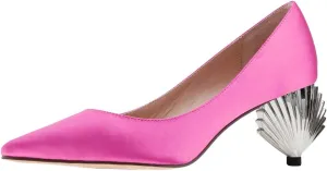 XYD Women Closed Pointy Toe Mid Scallop Shape Heel Pumps Slip On Dressy Cocktail Evening Party Event Shoes