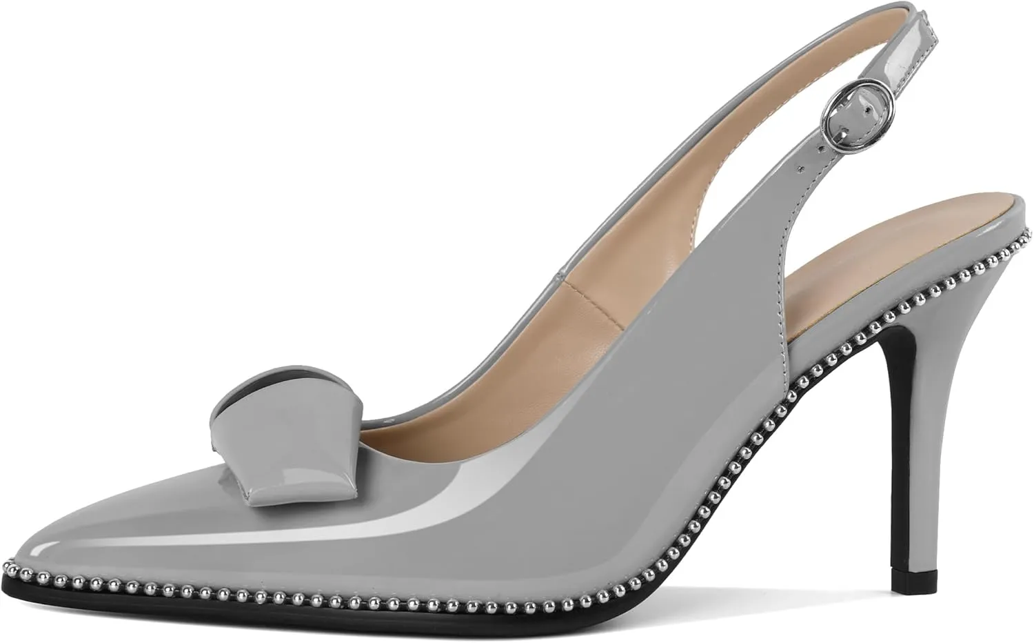 Zamikoo Slingback Heels for Women Pointed Toe Slip On Stilettos High Heel Pumps Shoes Dressy 3 Inches