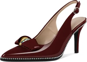 Zamikoo Slingback Heels for Women Pointed Toe Slip On Stilettos High Heel Pumps Shoes Dressy 3 Inches