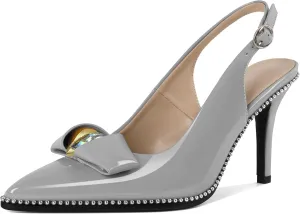 Zamikoo Slingback Heels for Women Pointed Toe Slip On Stilettos High Heel Pumps Shoes Dressy 3 Inches